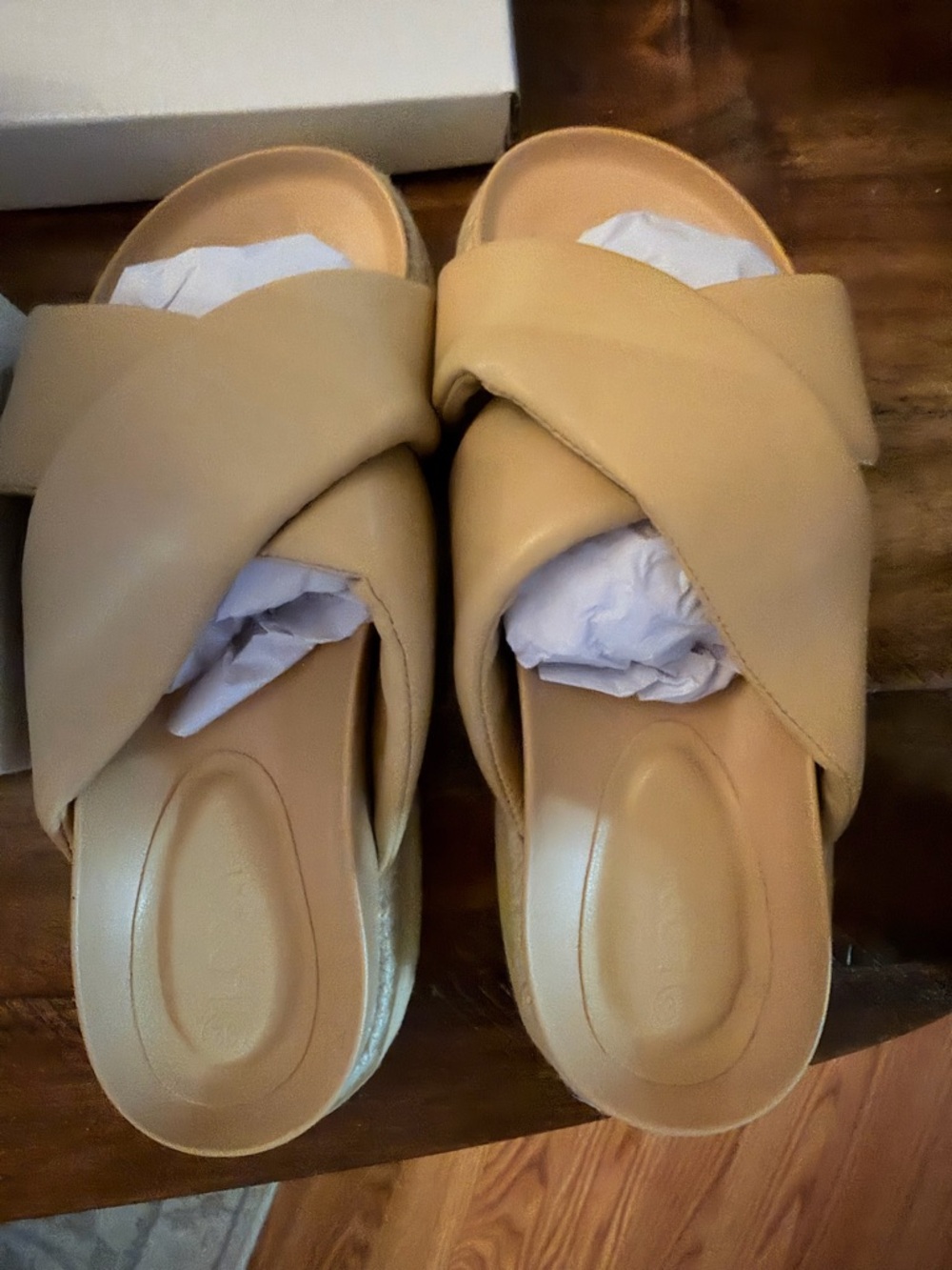 Nude Cross-Band Slide Sandals - Picture 2 of 4